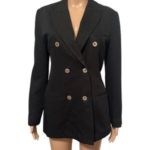 Vintage 1980’s Georges Marciano Black Double Breasted Long Sleeve Long Blazer